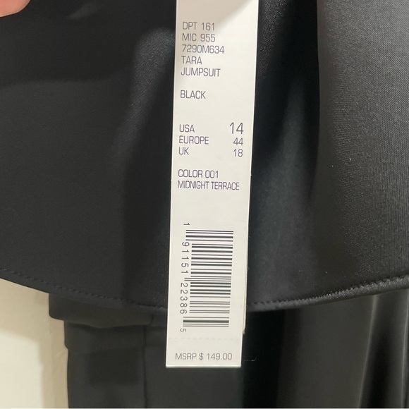 NWT Antonio Melani Women's Size 14 Black Tara JumpSuit Tank Ruffle Top Pockets - Picture 6 of 14